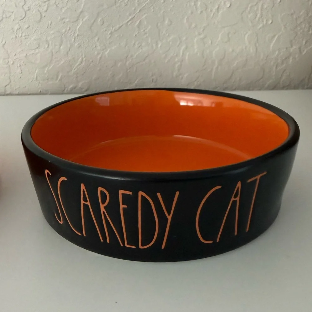 Rae Dunn Halloween Pet Bowls - Orange and Black